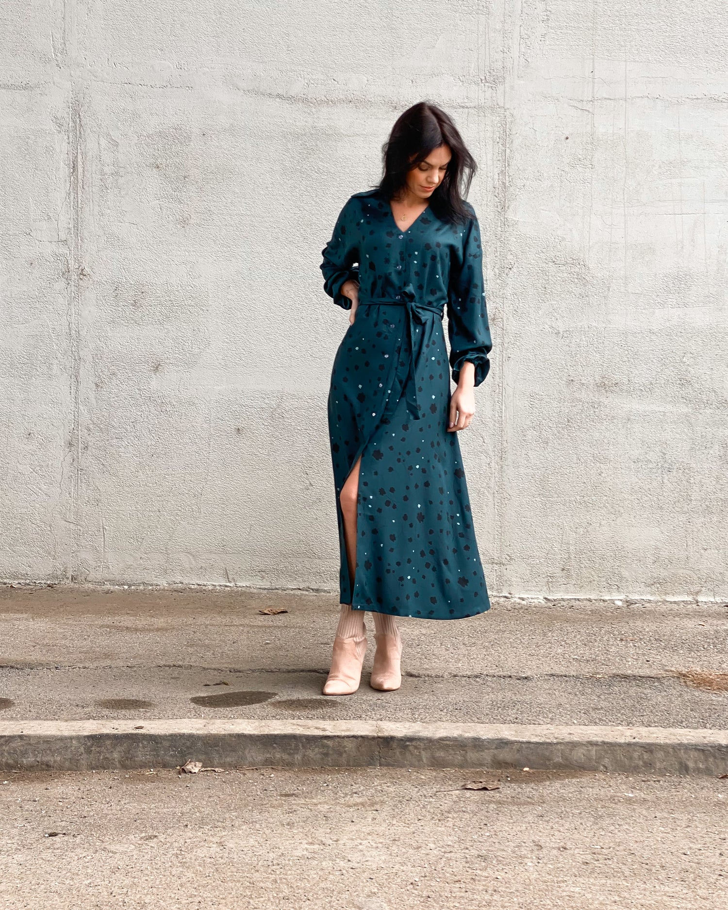 Zelené vzorované šaty s mašlí Amelia