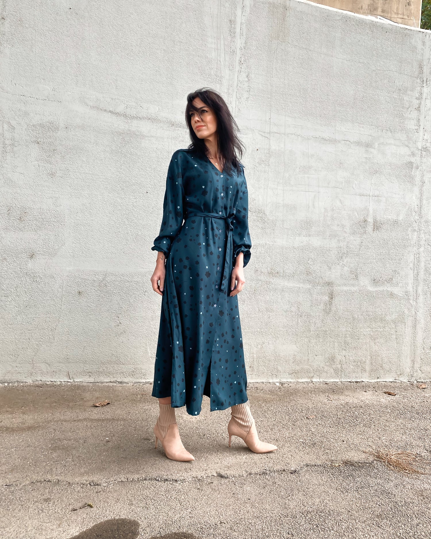 Zelené vzorované šaty s mašlí Amelia