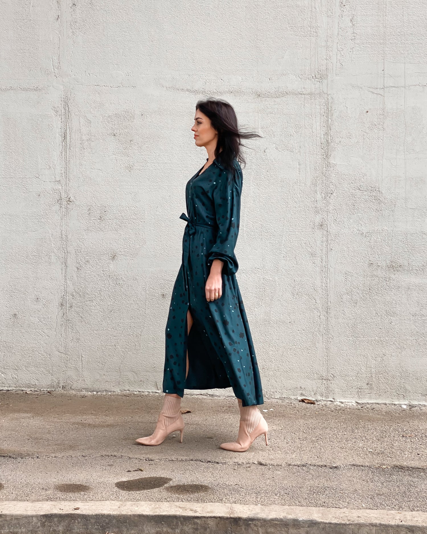 Zelené vzorované šaty s mašlí Amelia