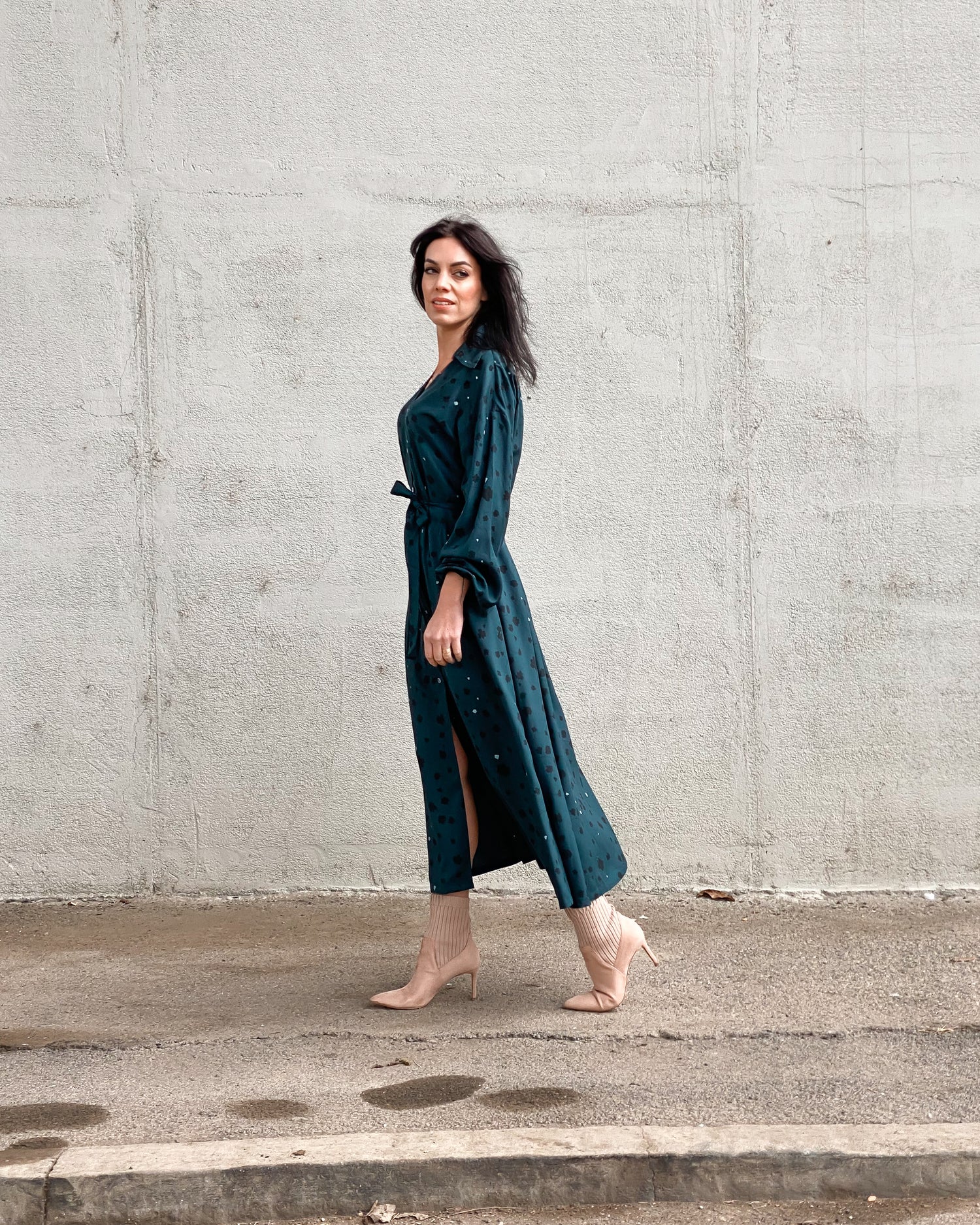 Zelené vzorované šaty s mašlí Amelia