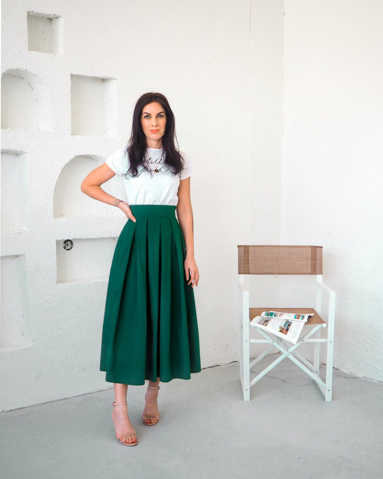 Skládaná sukně midi (různé barvy)