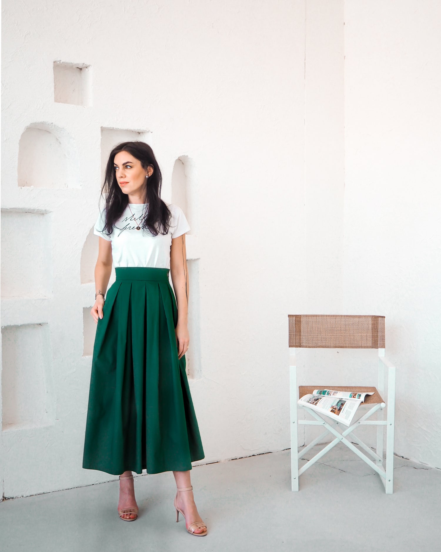 Skládaná sukně midi (různé barvy)