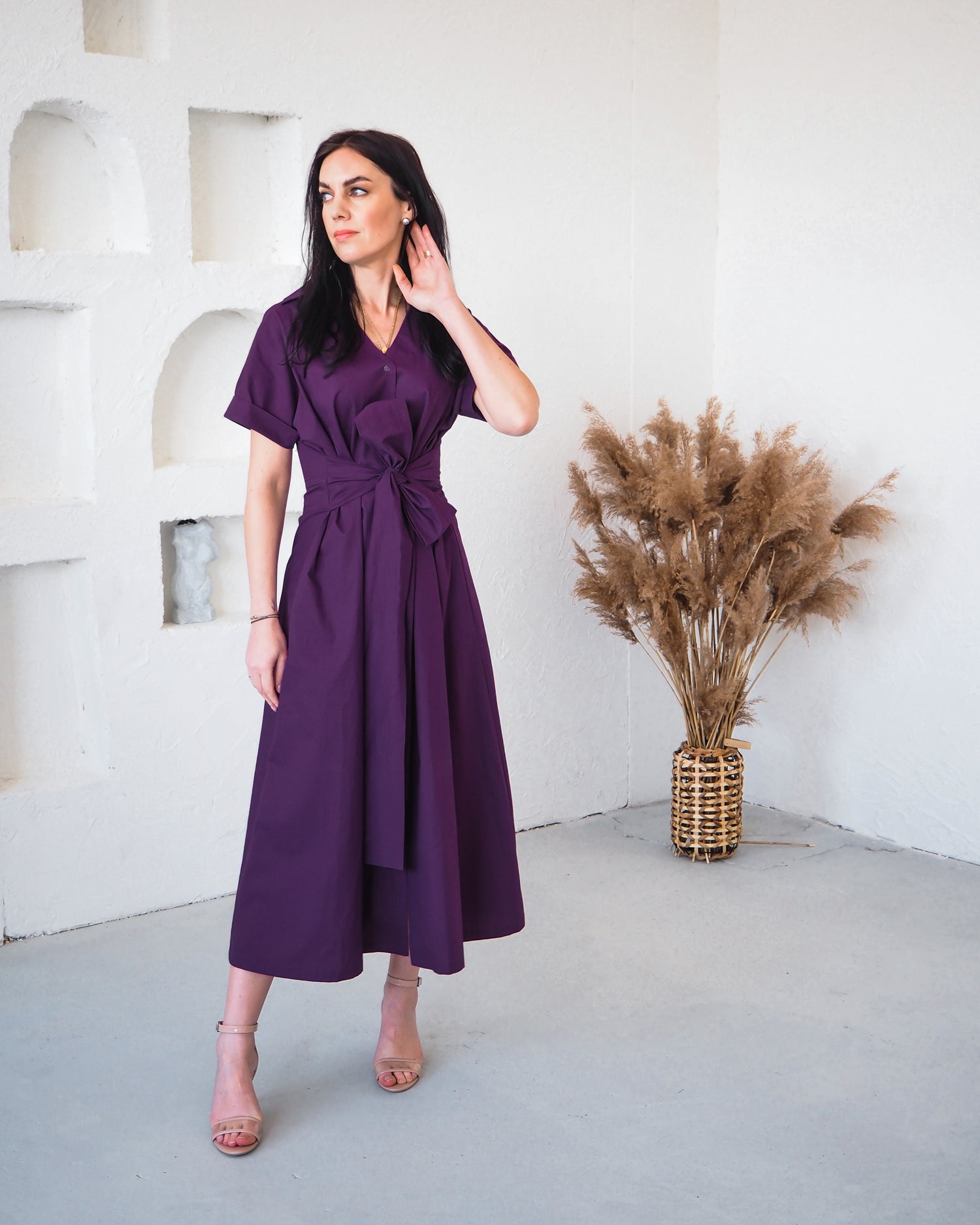 Popelínové šaty s mašlí Silvia