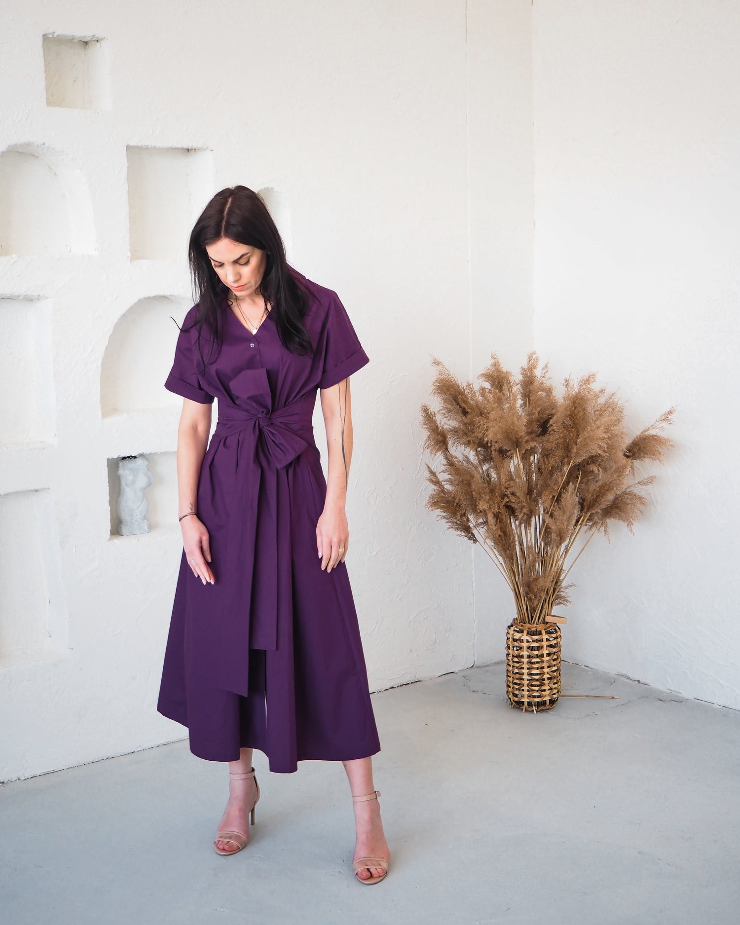 Popelínové šaty s mašlí Silvia