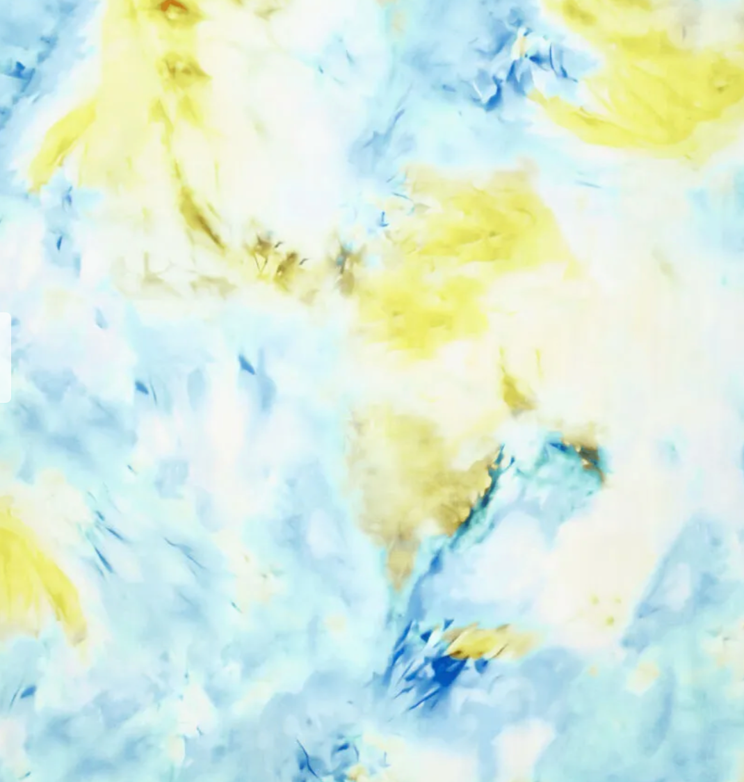 Viskózový satén tie-dye modro-žlutá