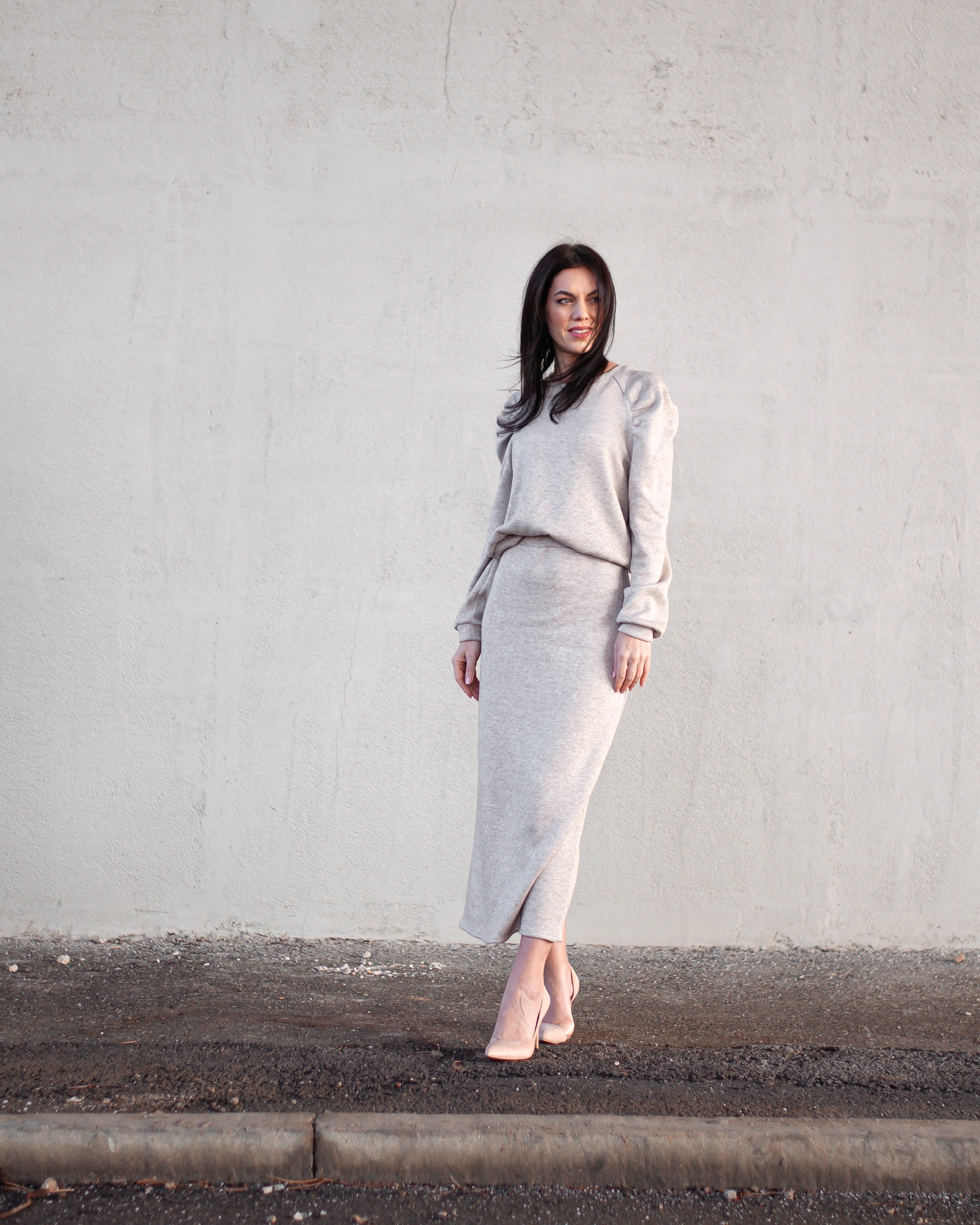 Dlouhá pouzdrová sukně Mia melange