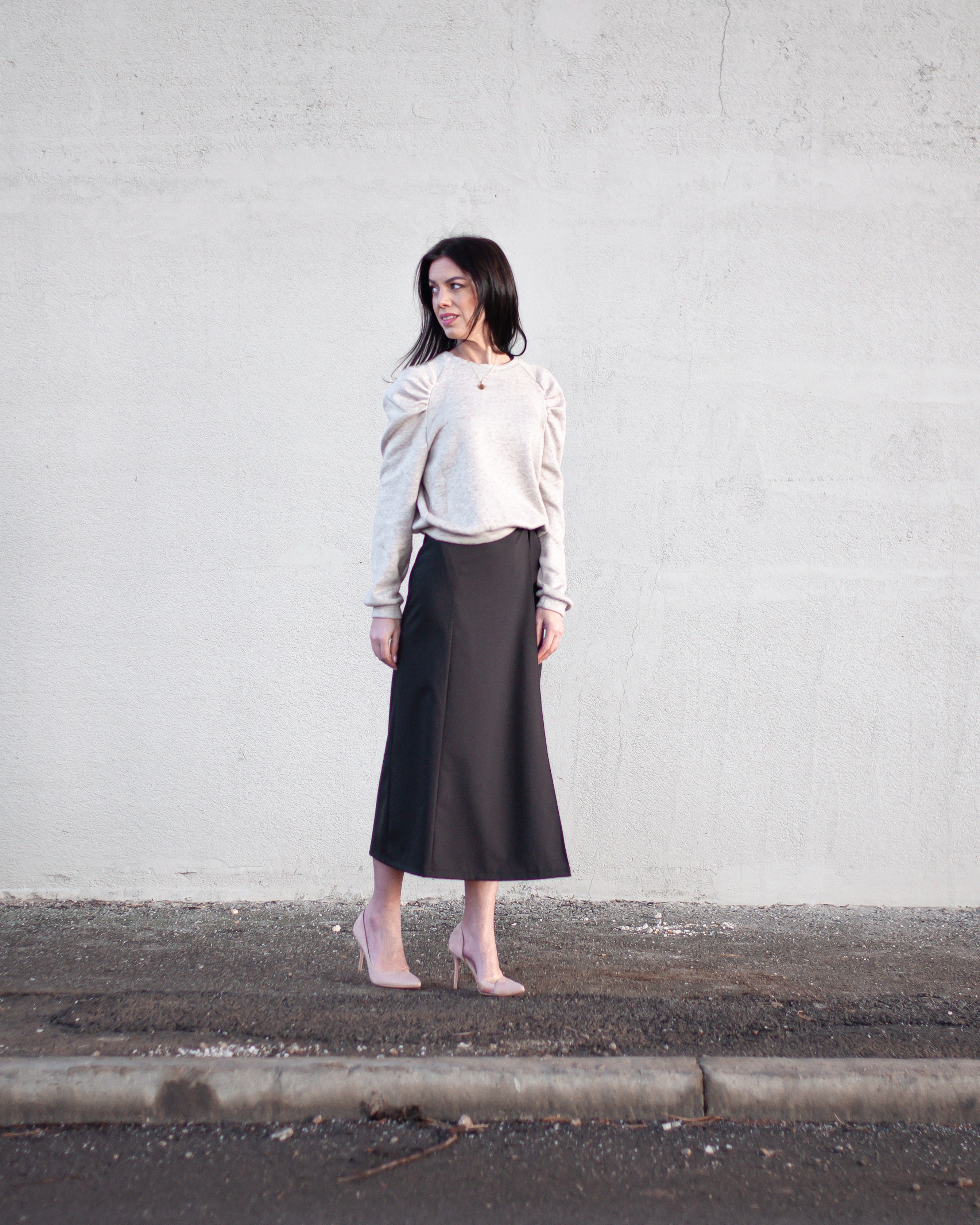 Mikina s nařasenými rukávy Mia melange