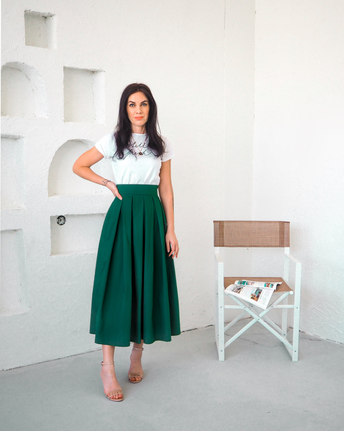 Skládaná sukně midi (různé barvy)