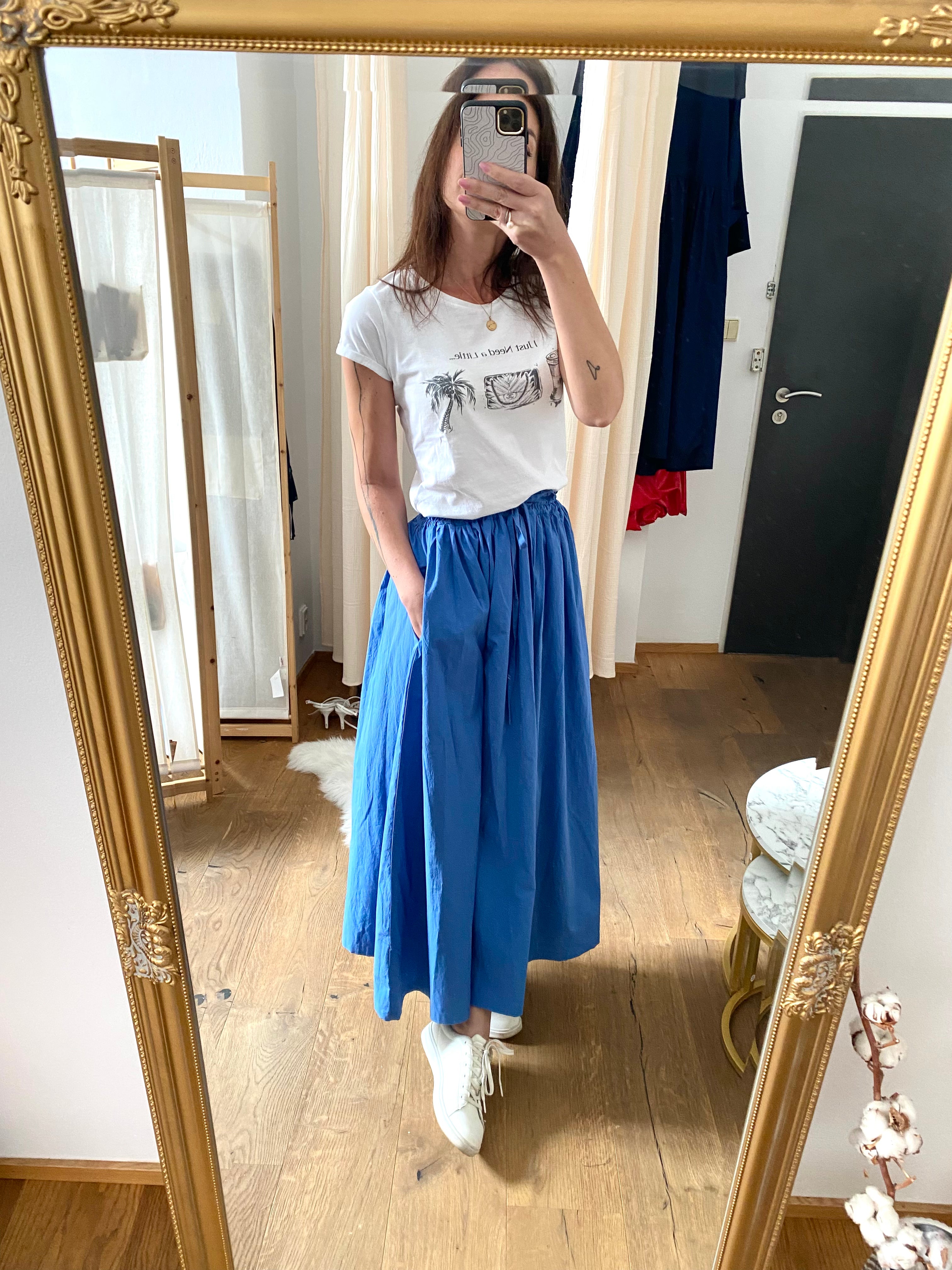 Dlouhá bavlněná sukně Nola modrá